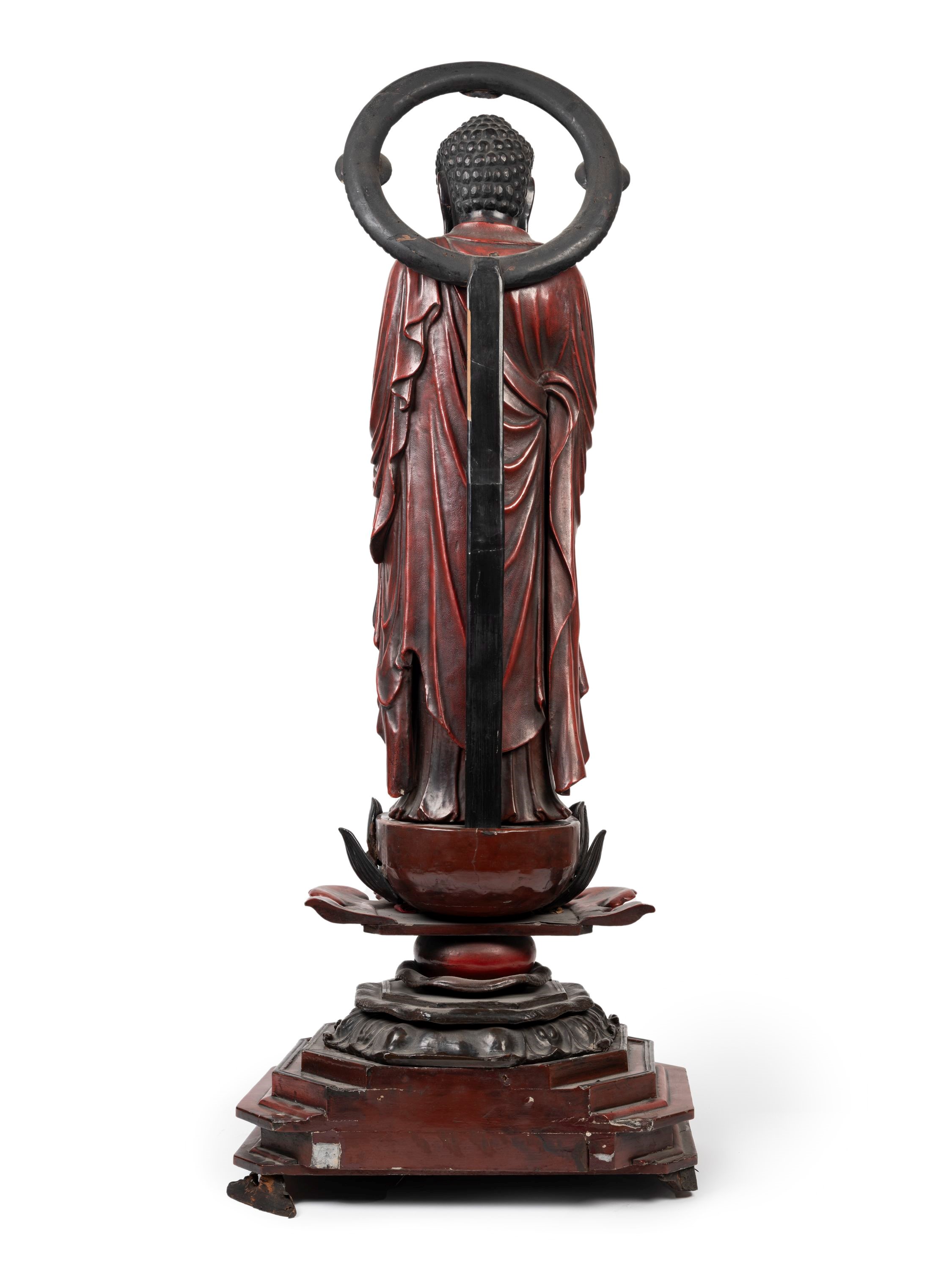 Grande Buddha in legno rosso, Giappone, XX secolo