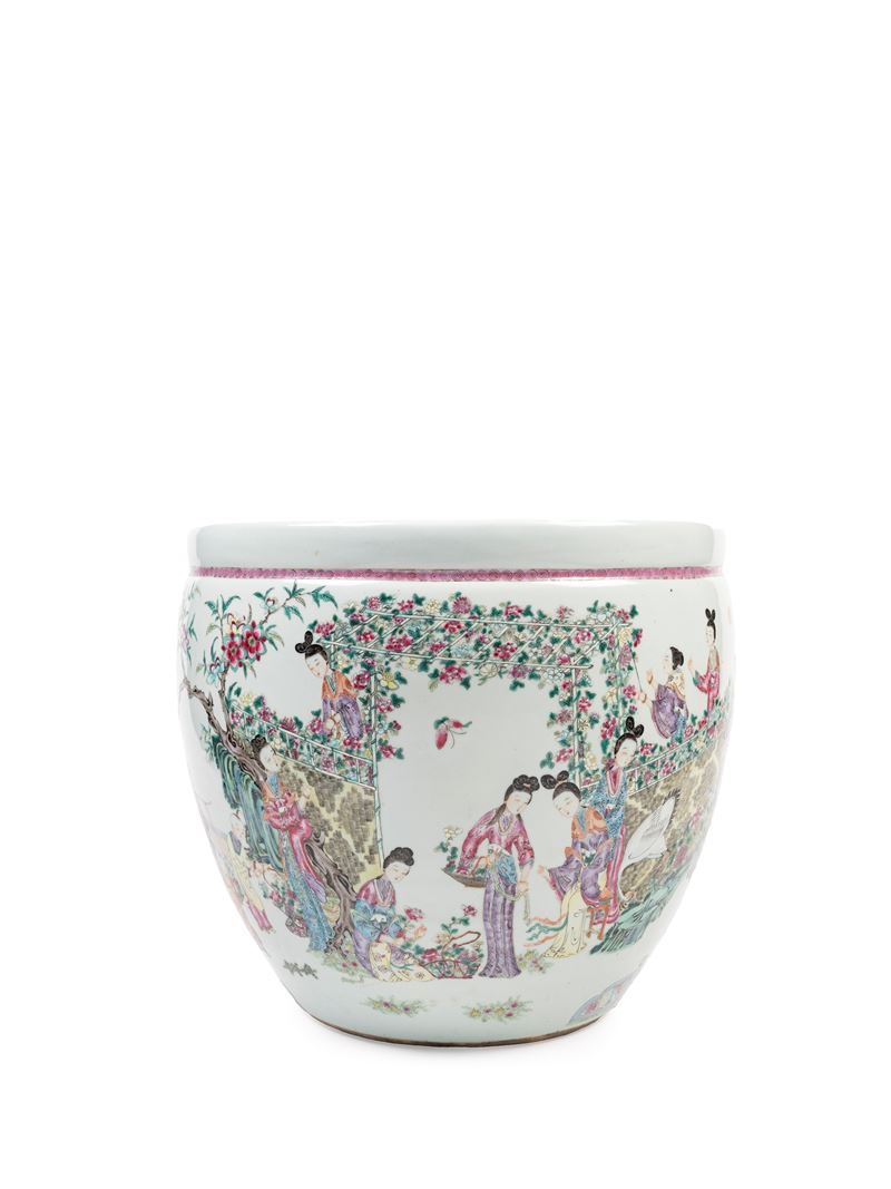 CACHEPOT IN PORCELLANA FAMIGLIA ROSA