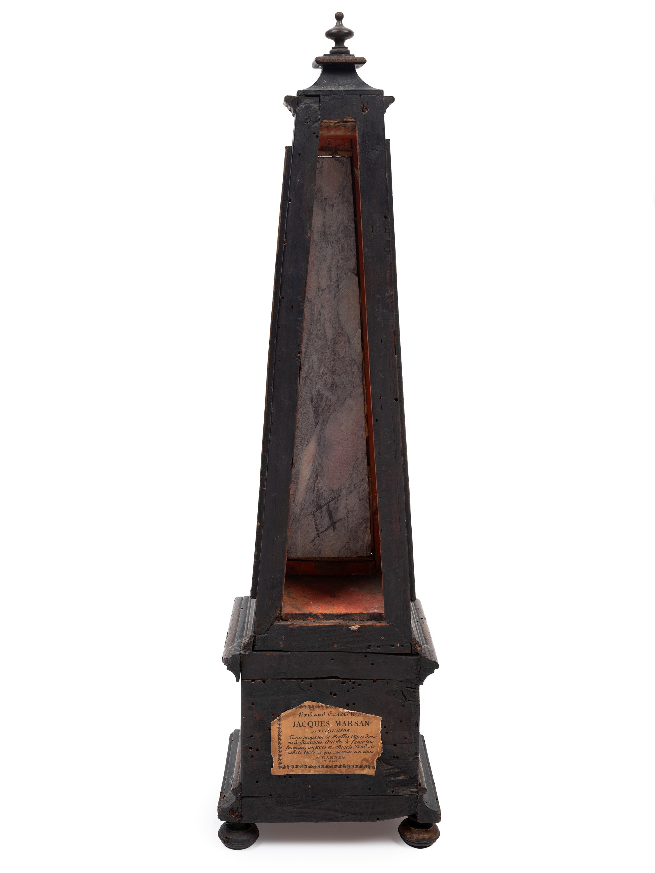 Coppia di obelischi in legno e marmo, XIX secolo