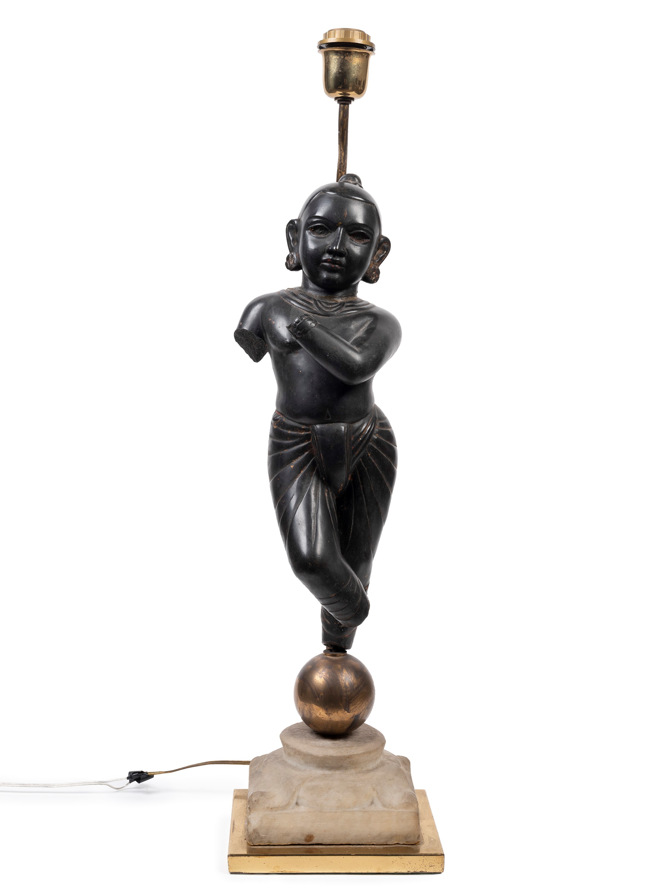 SCULTURA IN PIETRA NERA RAFFIGURANTE FIGURA MASCHILE (PROBABILMENTE KRISNA)