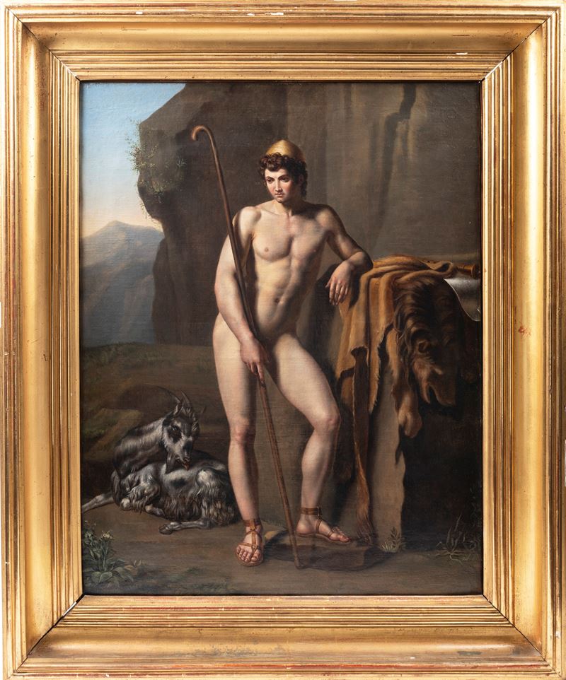 Charles Fournier - Pastore con pelle di leone e capra, olio su tela