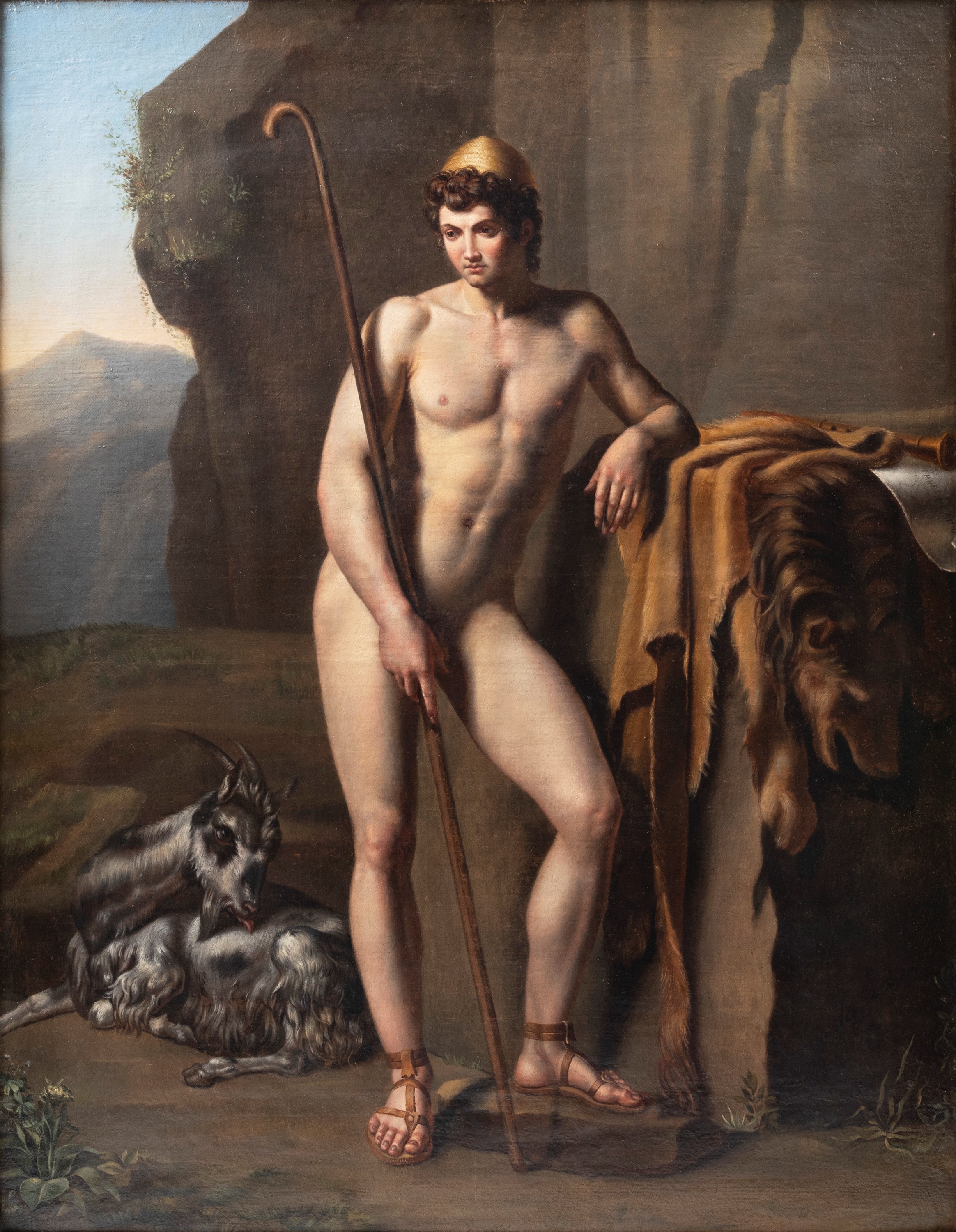 Charles Fournier - Pastore con pelle di leone e capra, olio su tela