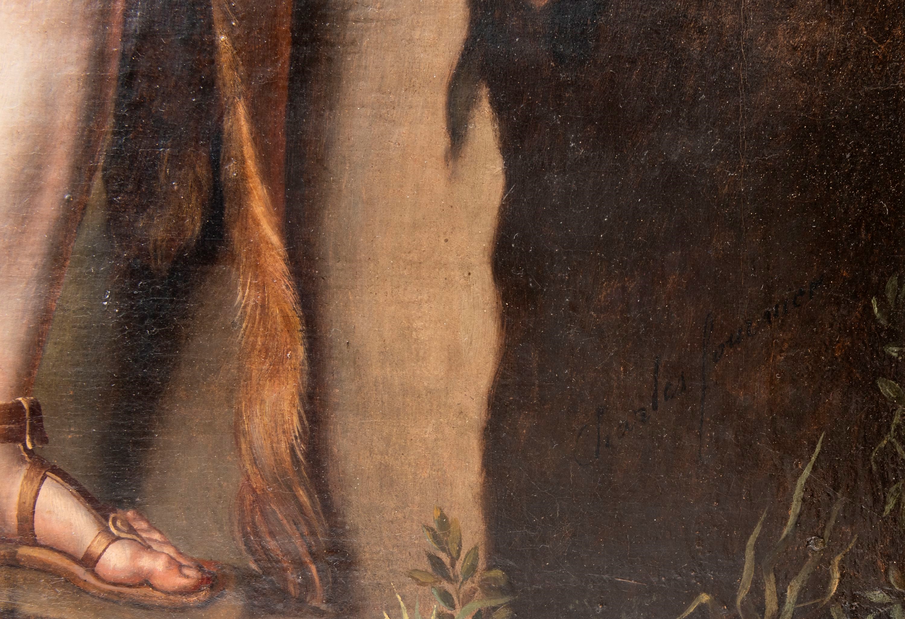 Charles Fournier - Pastore con pelle di leone e capra, olio su tela