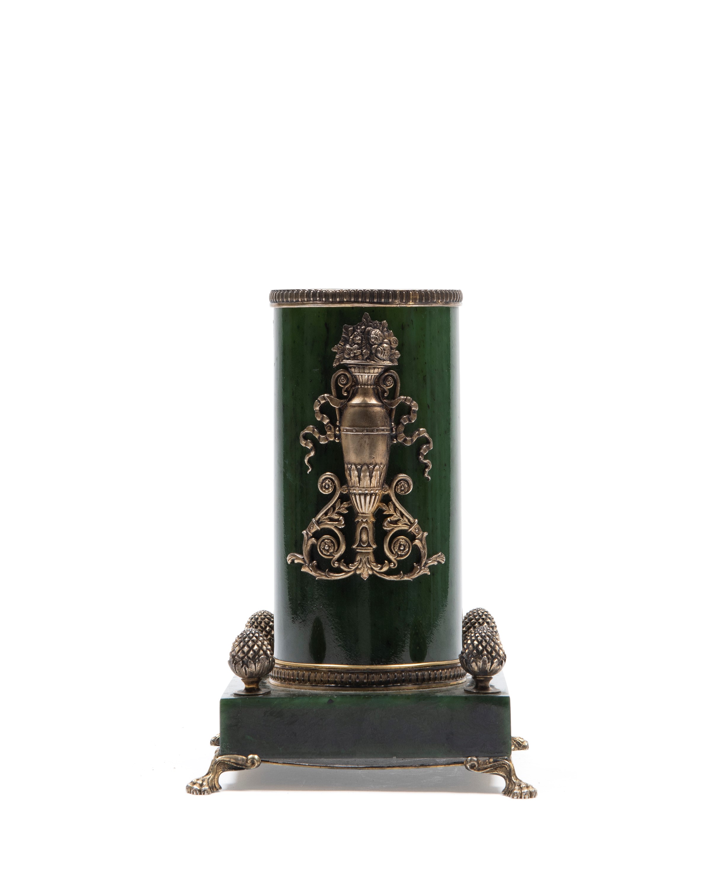 Fabergè - Portapenne in giada e argento dorato