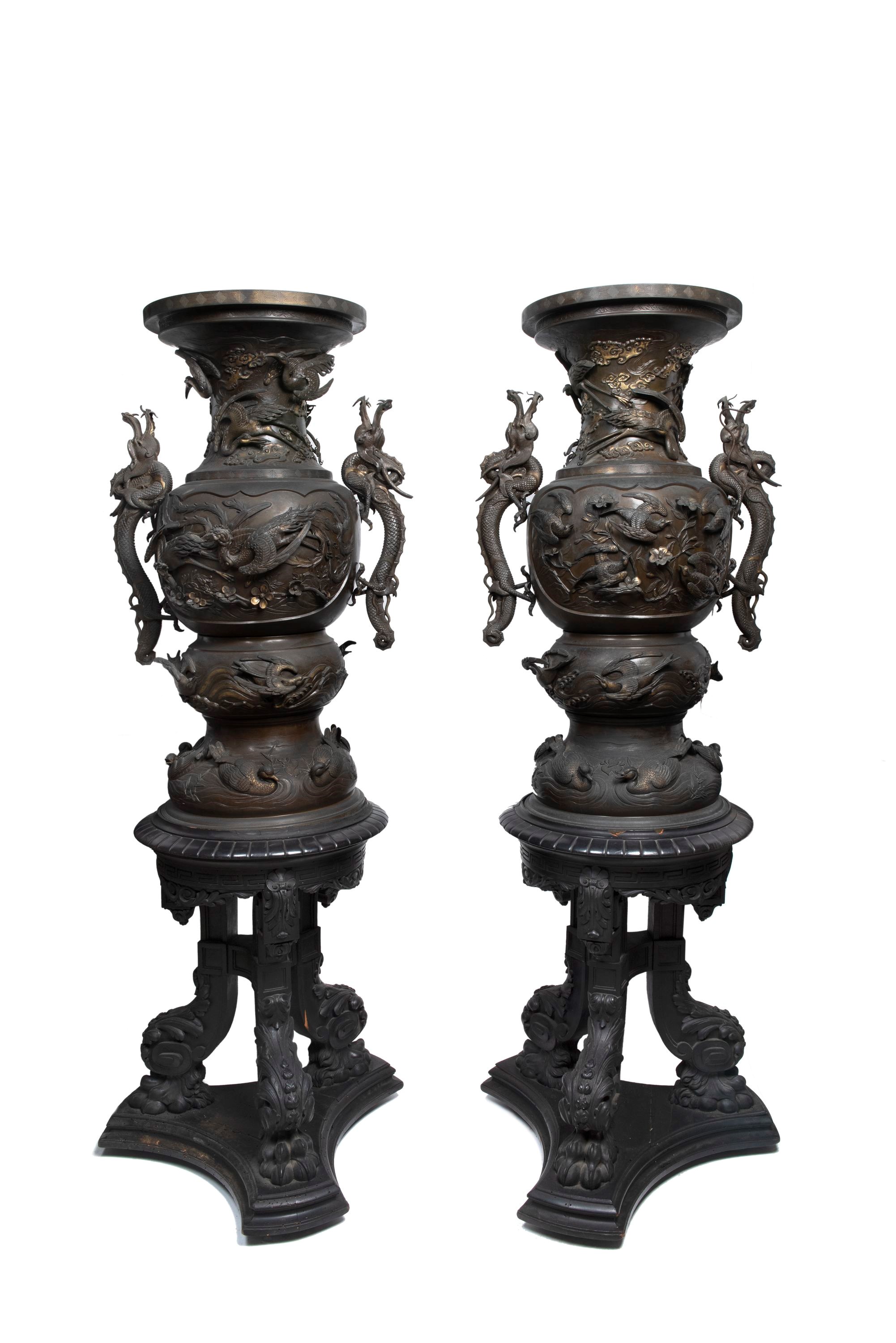 Incensieri in bronzo, Giappone, periodo Meiji (1868-1912)