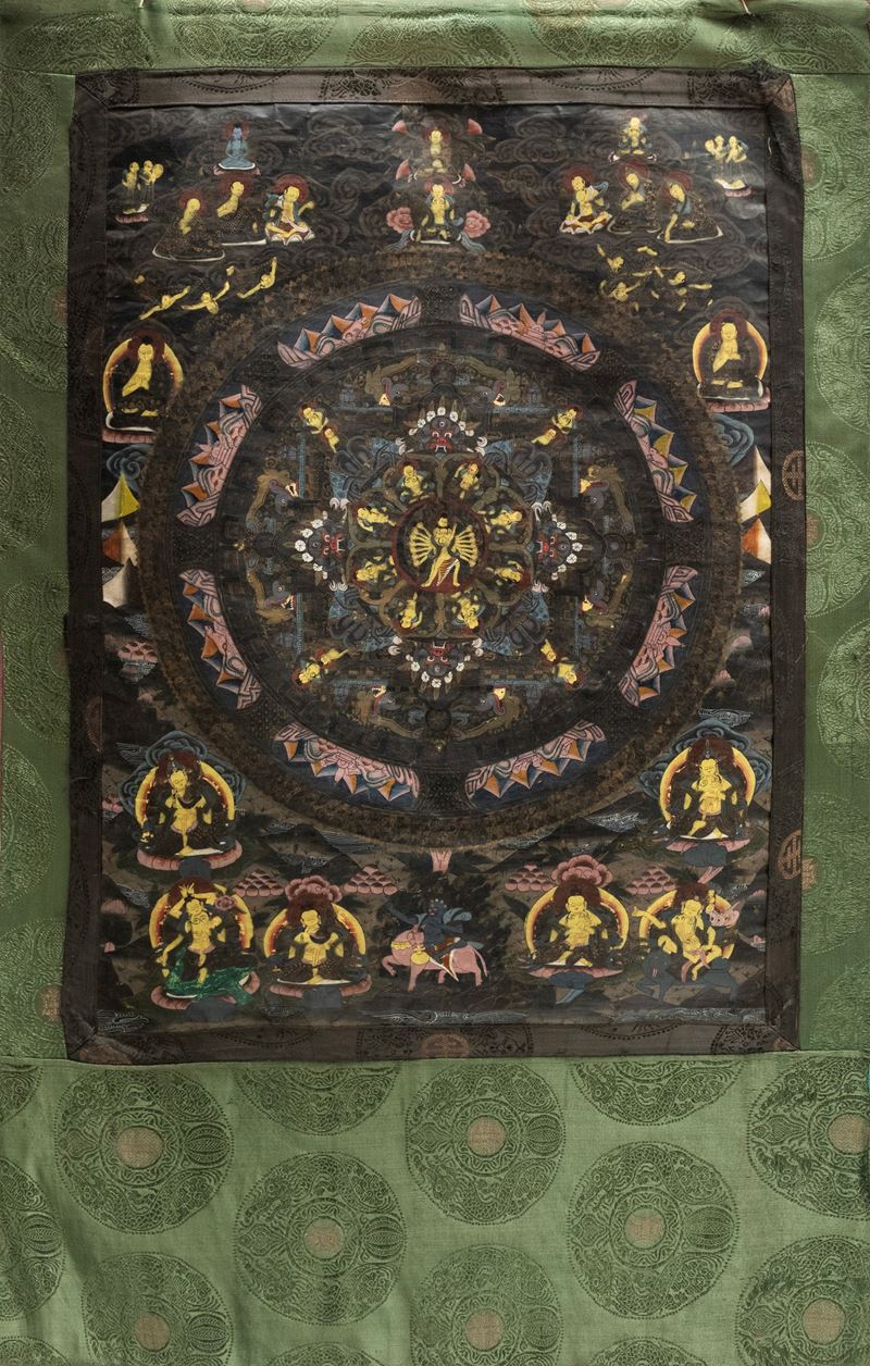 Thangka Buddhista con Mandala, Secolo XX