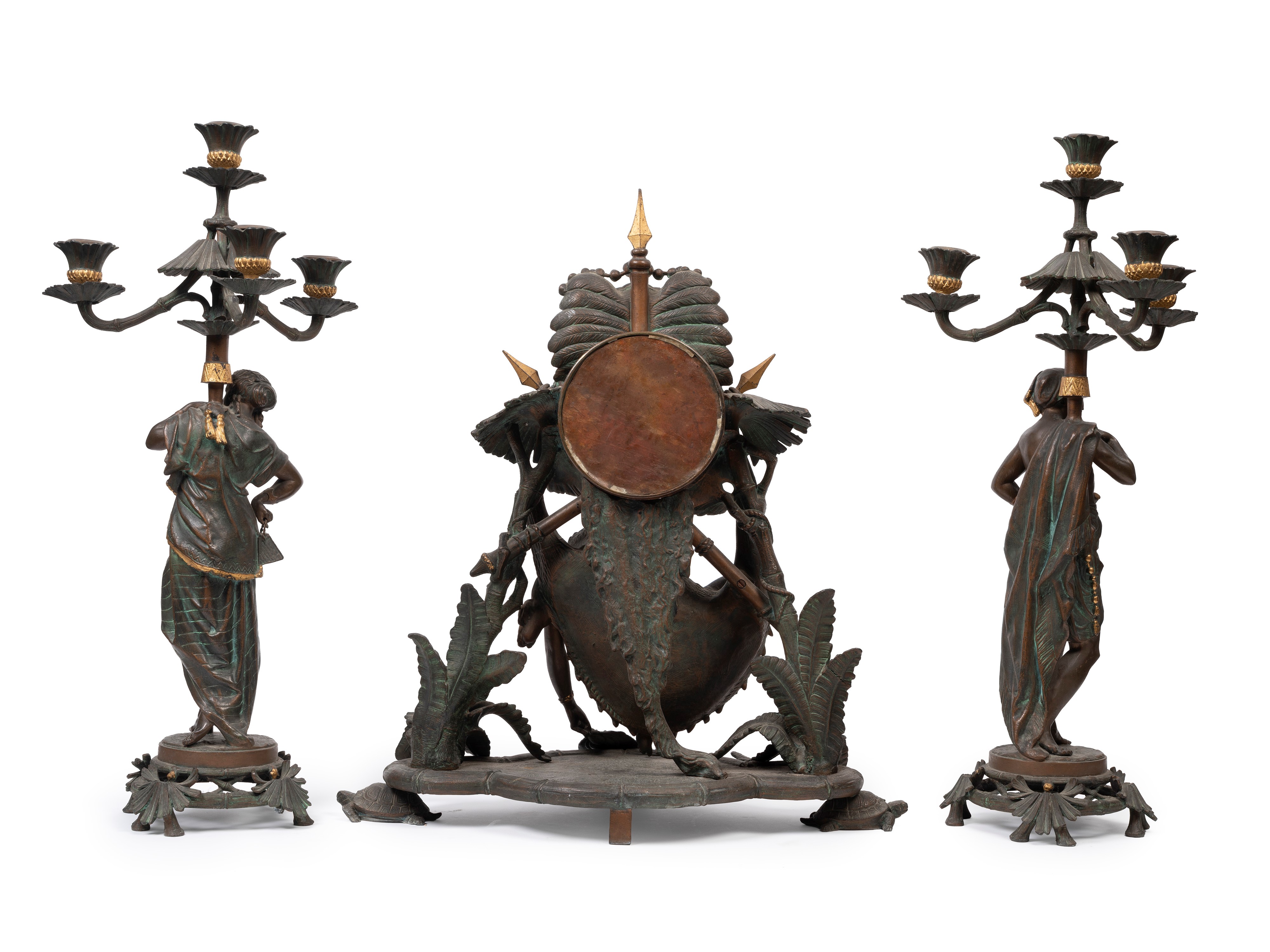 Pendola con odalisca e candelabri, XIX secolo