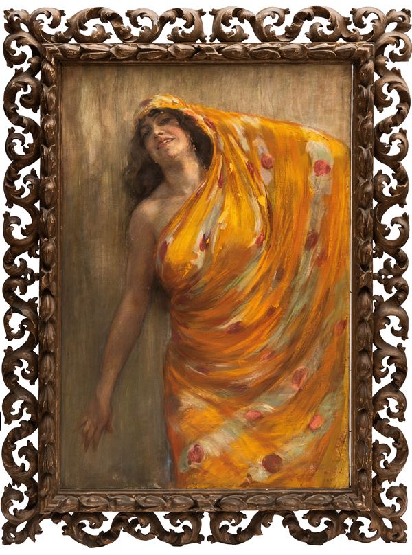 Aldo Mazza - PAINTING DEPICTING A WOMAN IN ORIENTAL GARMENTS