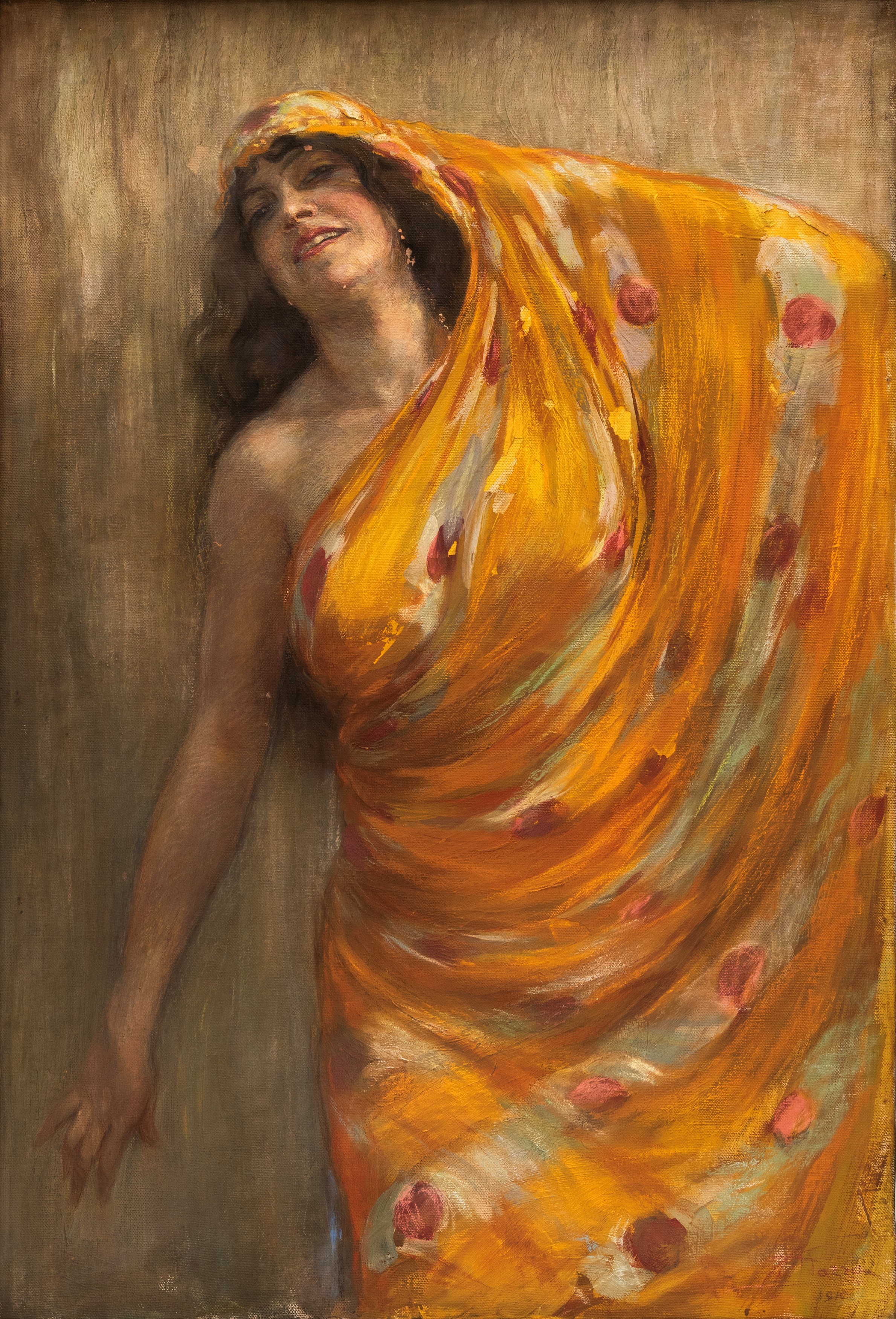 DIPINTO RAFFIGURANTE DONNA IN ABITI ORIENTALI