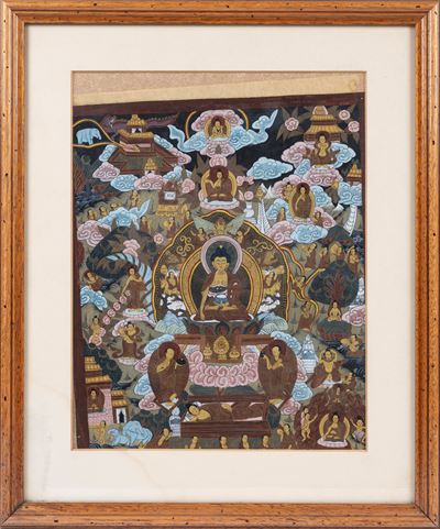 Thangka buddista, Mandala, XX secolo, h cm 38 x l cm 28,5