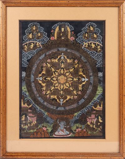 Thangka buddista con mandala, Secolo XX