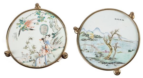 TWO QIANJIANG PORCELAIN PLAQUES