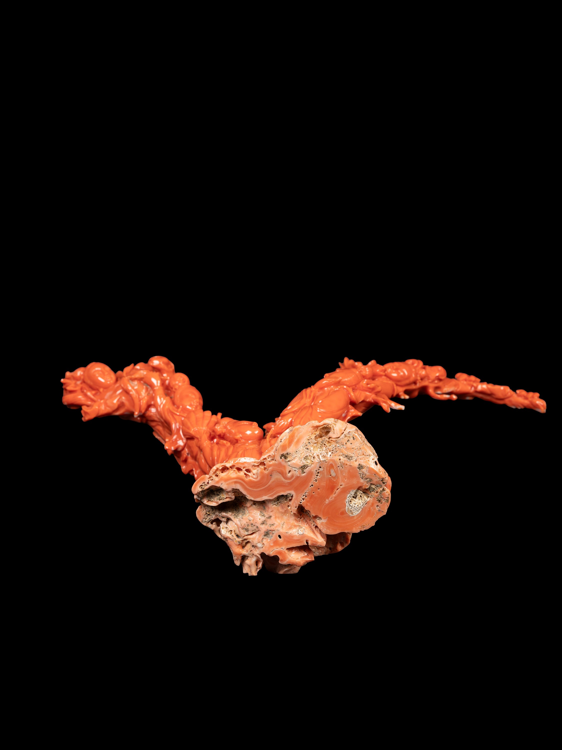 ☼GRANDE SCULTURA IN CORALLO ROSSO MOMO O CERASUOLO
