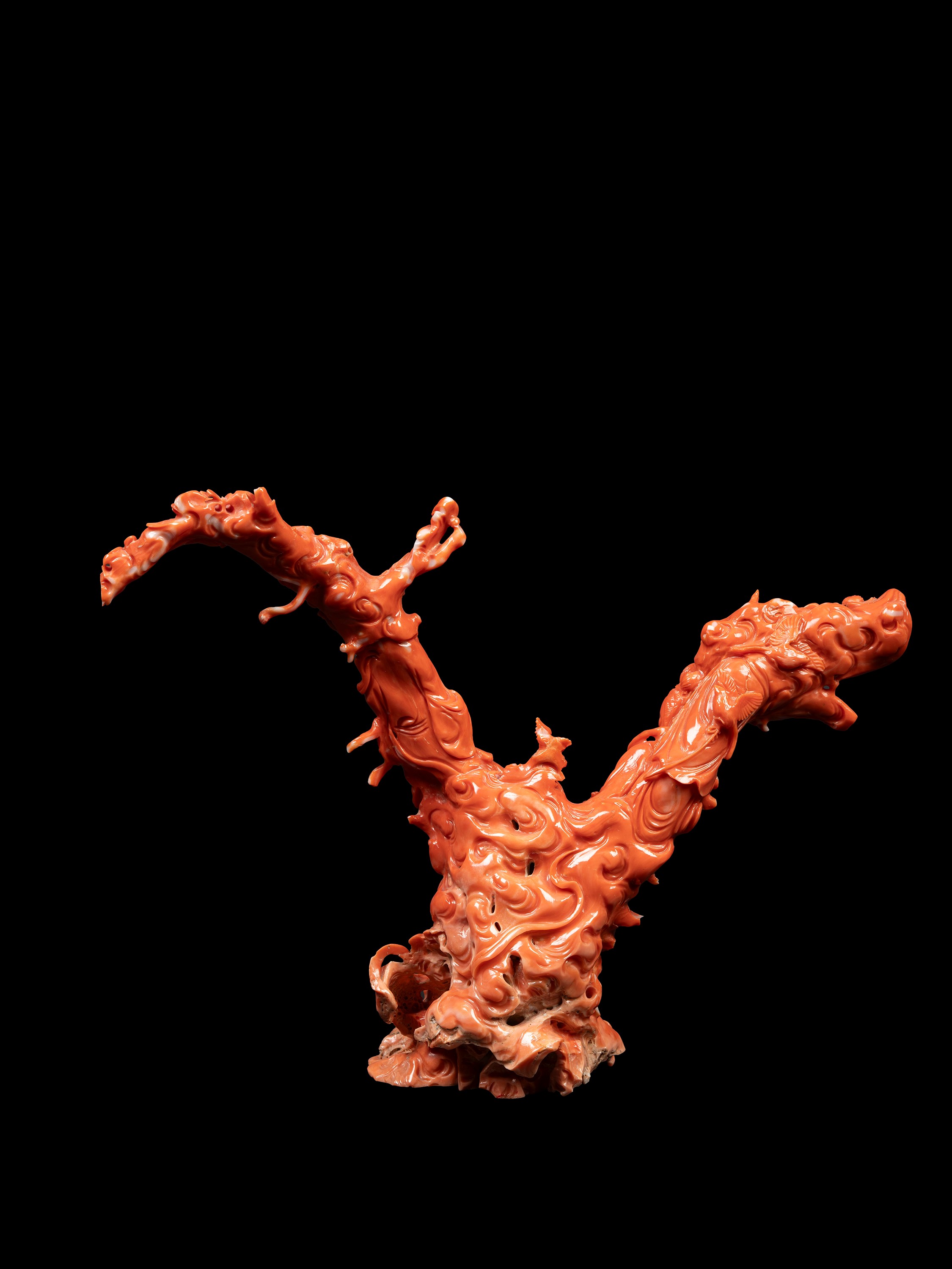 ☼GRANDE SCULTURA IN CORALLO ROSSO MOMO O CERASUOLO
