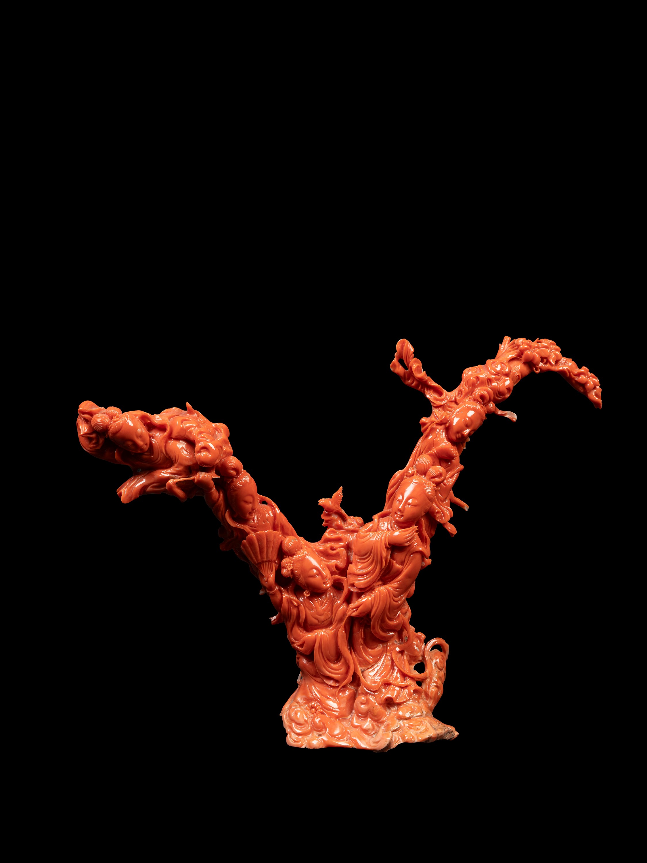 ☼GRANDE SCULTURA IN CORALLO ROSSO MOMO O CERASUOLO