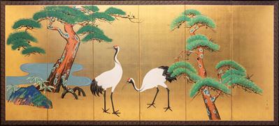 Paravento pieghevole a sei pannelli, Giappone, periodo Meiji (1868-1912)