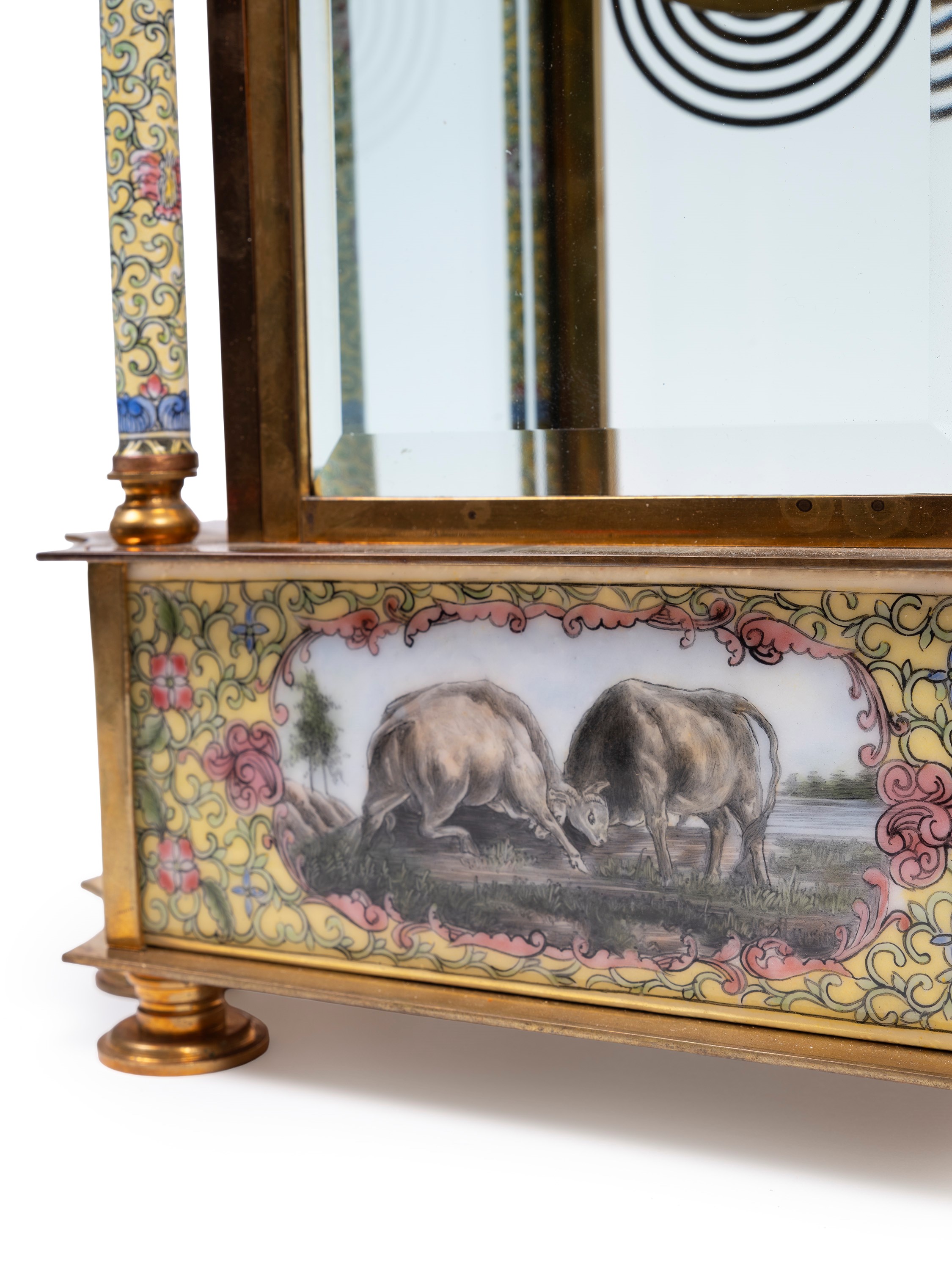 PENDOLA IN BRONZO DORATO E SMALTO