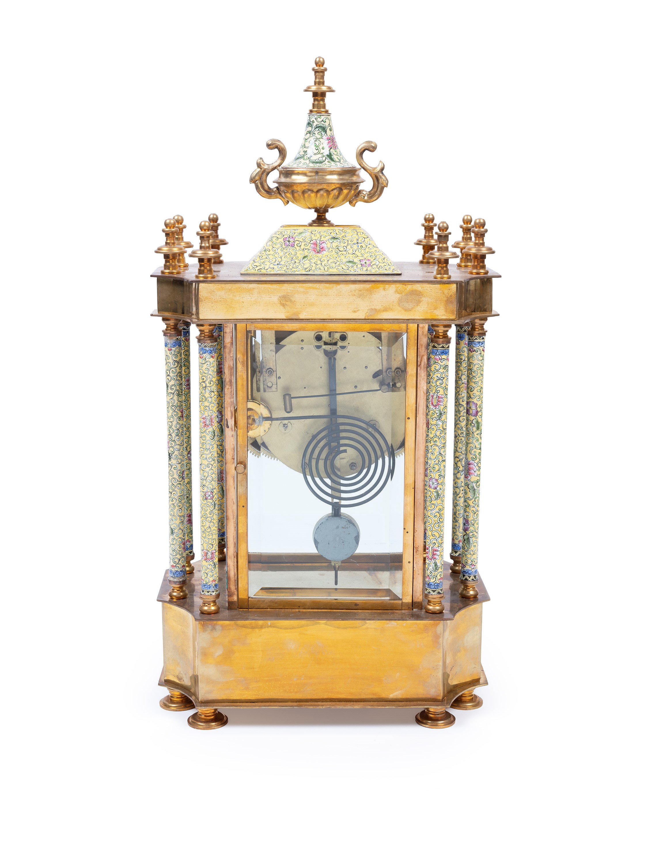 PENDOLA IN BRONZO DORATO E SMALTO