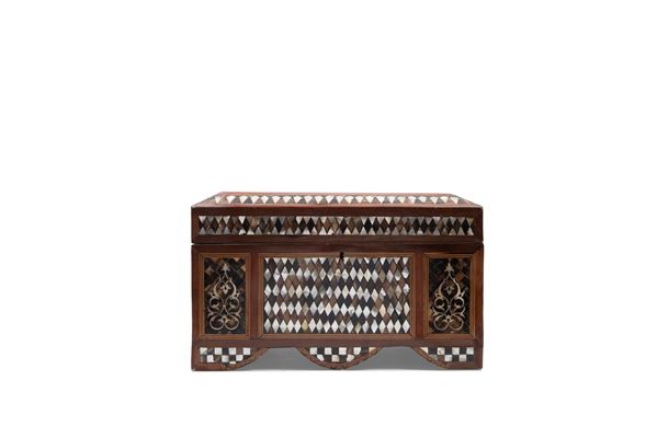A LARGE MOORISH WOODEN CASKET
