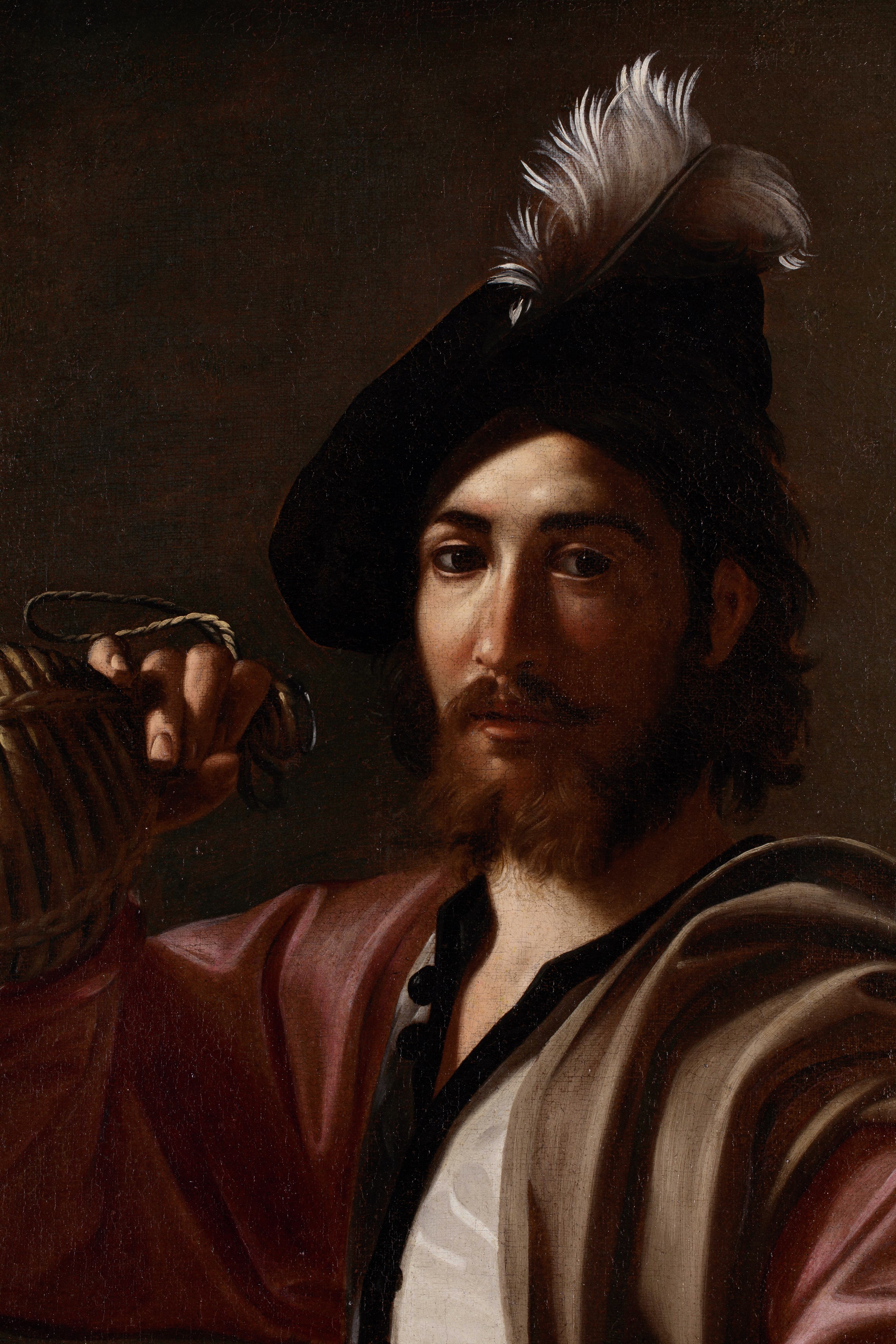 Cerchia di Tournier Nicolas - Soldato che alza la fiasca, olio su tela