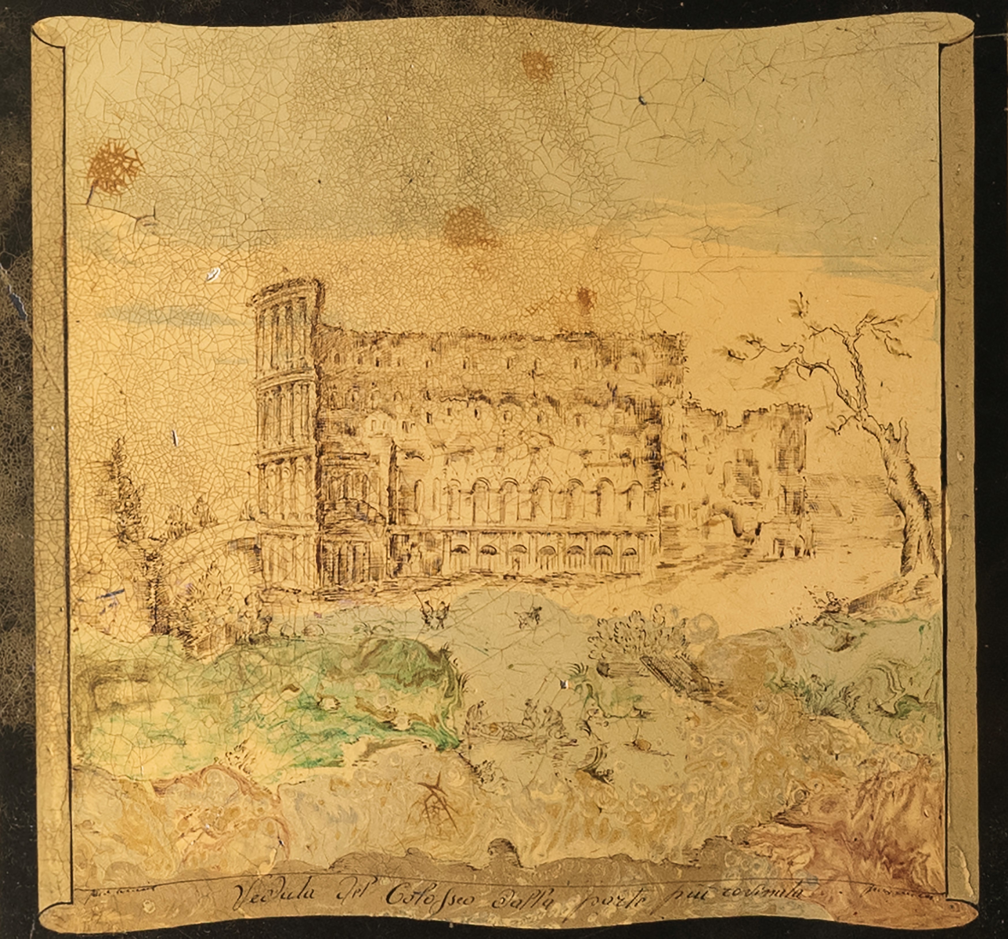 Piano in scagliola dipinto in policromia, inizio XIX secolo