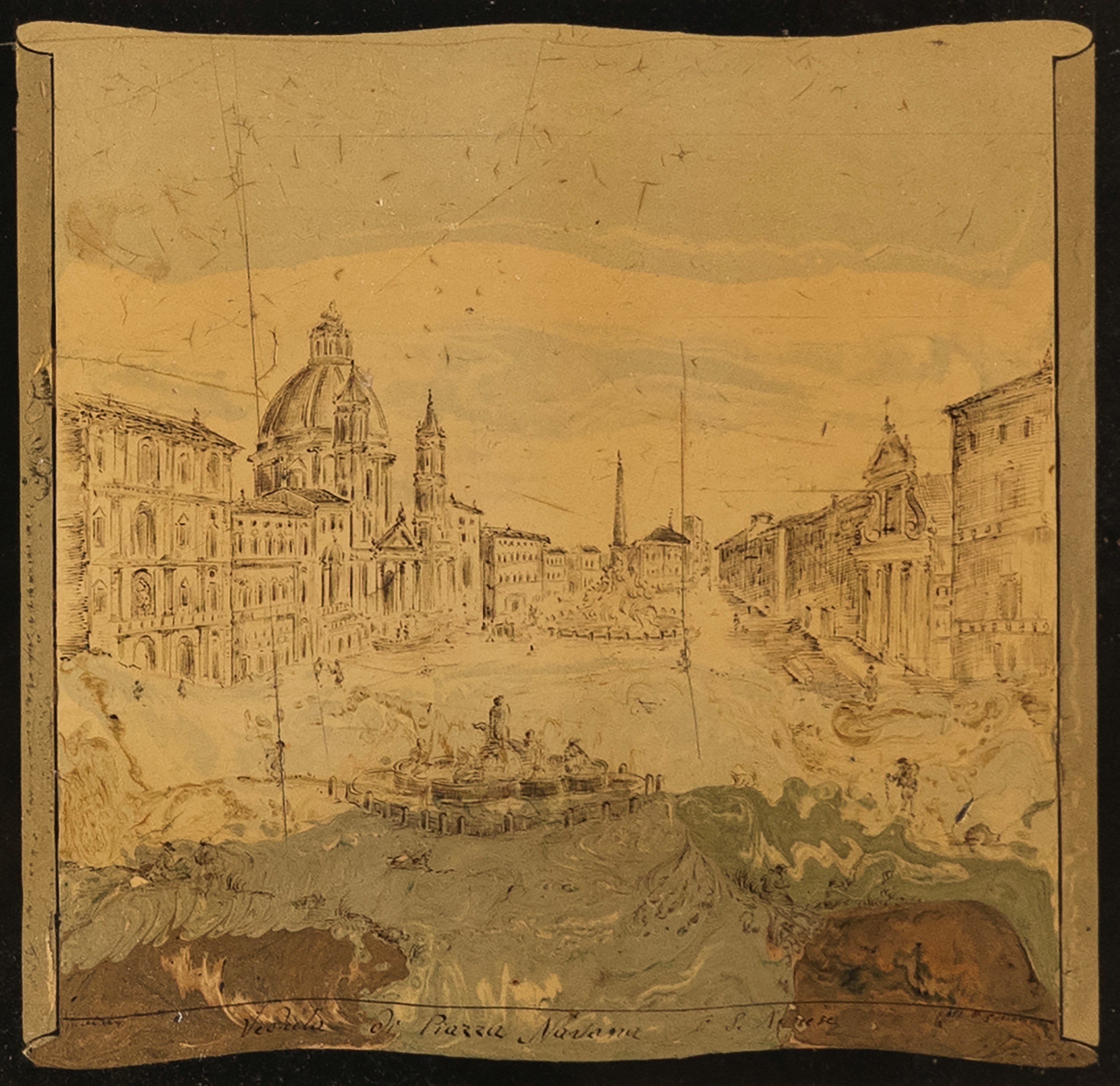 Piano in scagliola dipinto in policromia, inizio XIX secolo