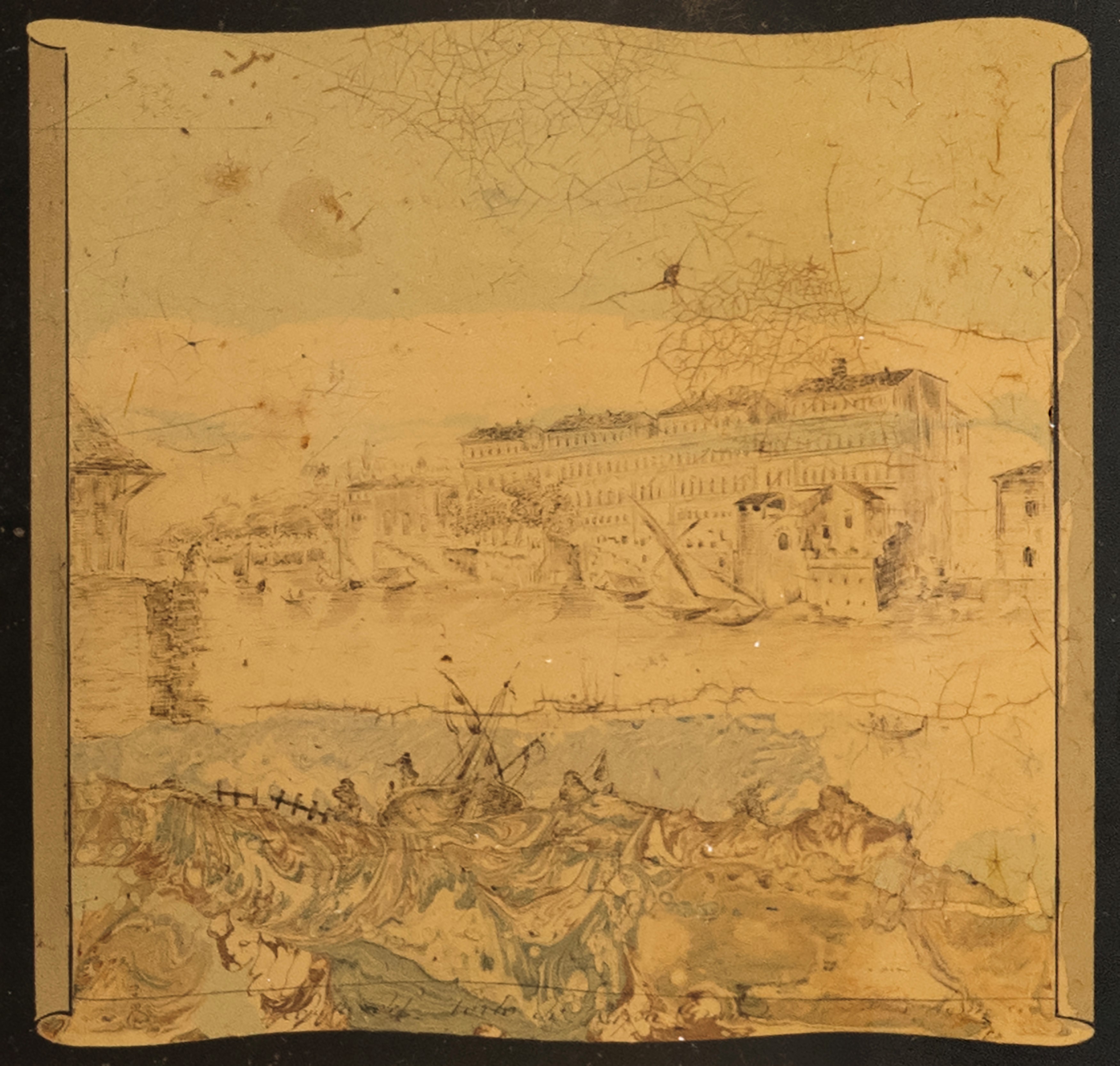 Piano in scagliola dipinto in policromia, inizio XIX secolo