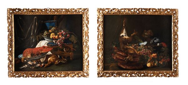 Jan Fyt - PAIR OF STILL LIFES WITH FRUIT AND ANIMALS