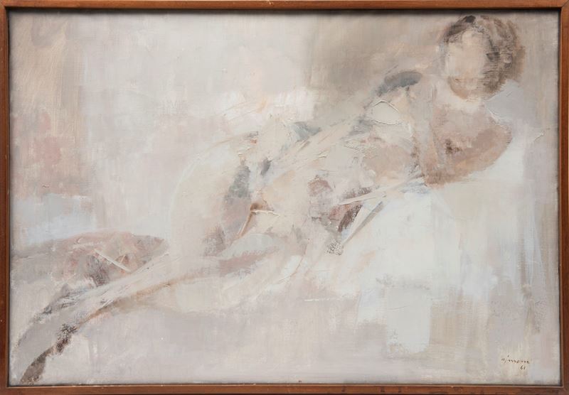 Giuseppe Ajmone - Nudo sdraiato, olio su tela