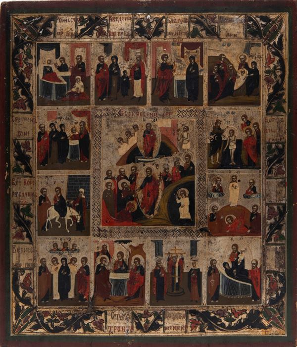 ICON DEPICTING THE TWELVE FEASTS