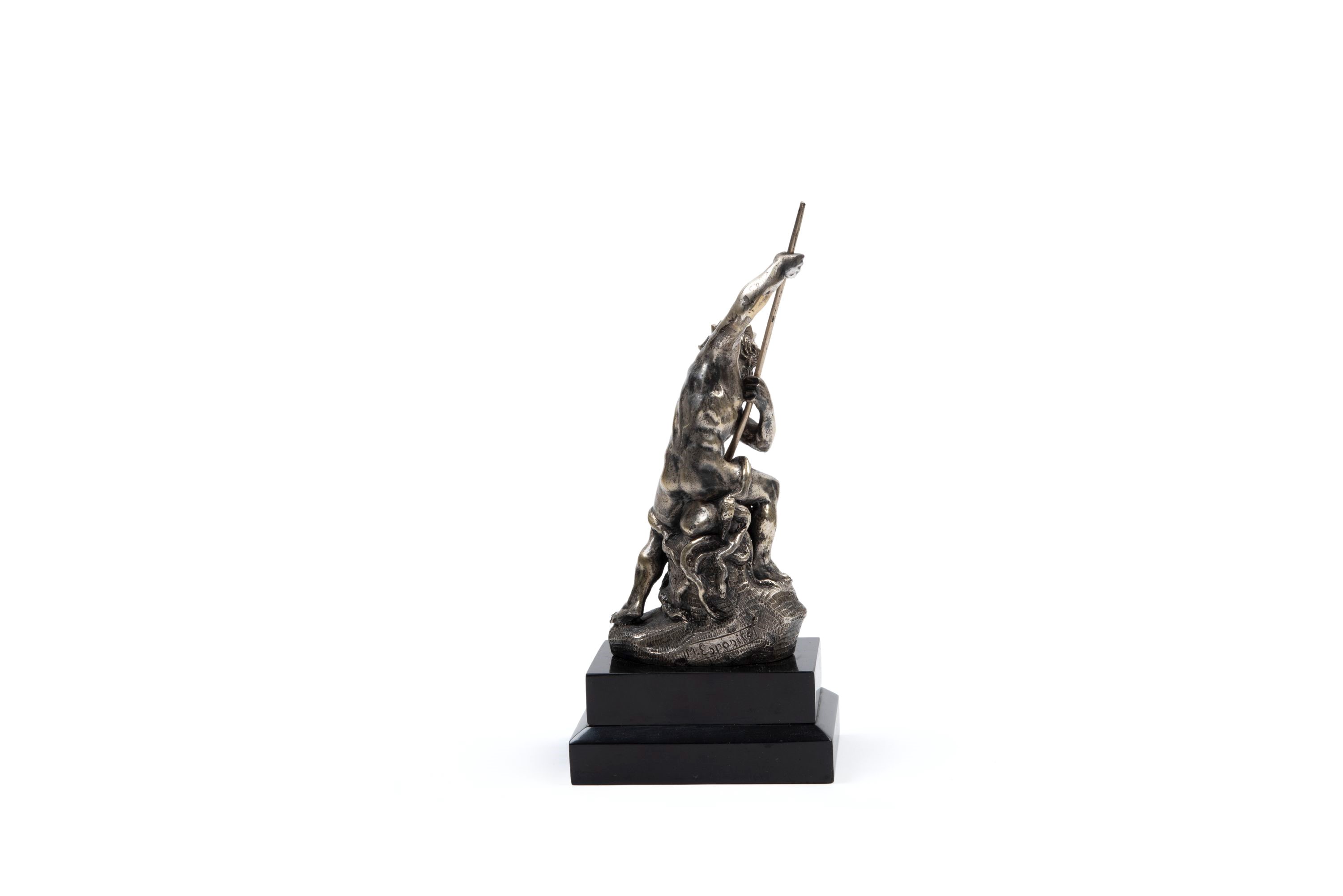M. Esposito, Scultura in argento raffigurante Nettuno che uccide una piovra