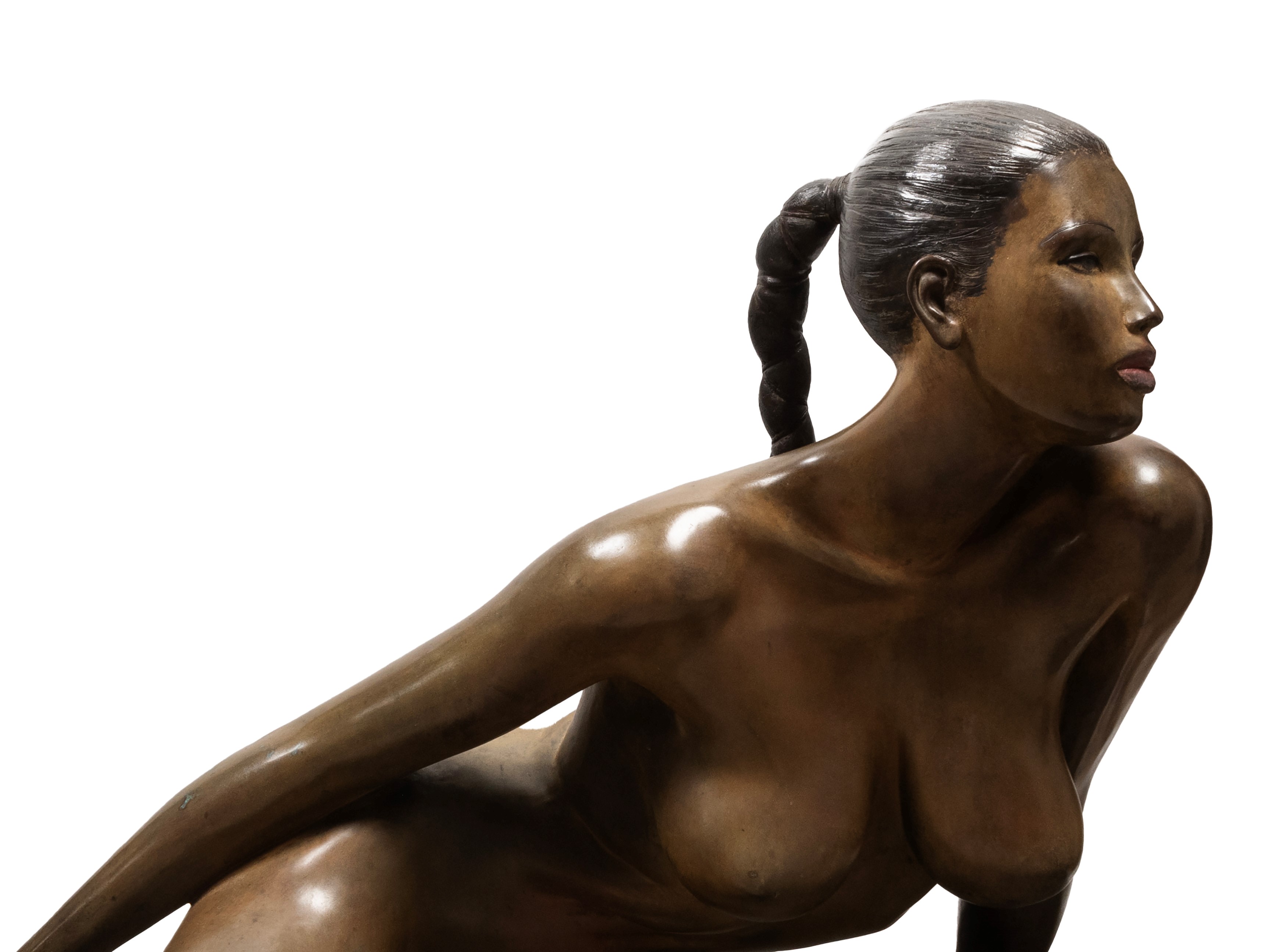 Valerio De Marchi - Grande scultura in bronzo patinato raffigurante una donna sdraiata