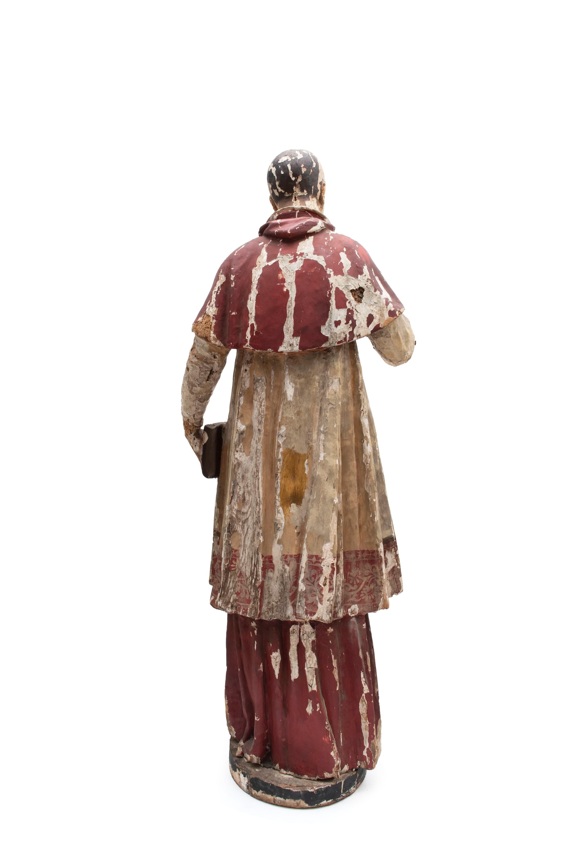 Scultore del XVII secolo, Scultura lignea policroma raffigurante San Carlo Borromeo