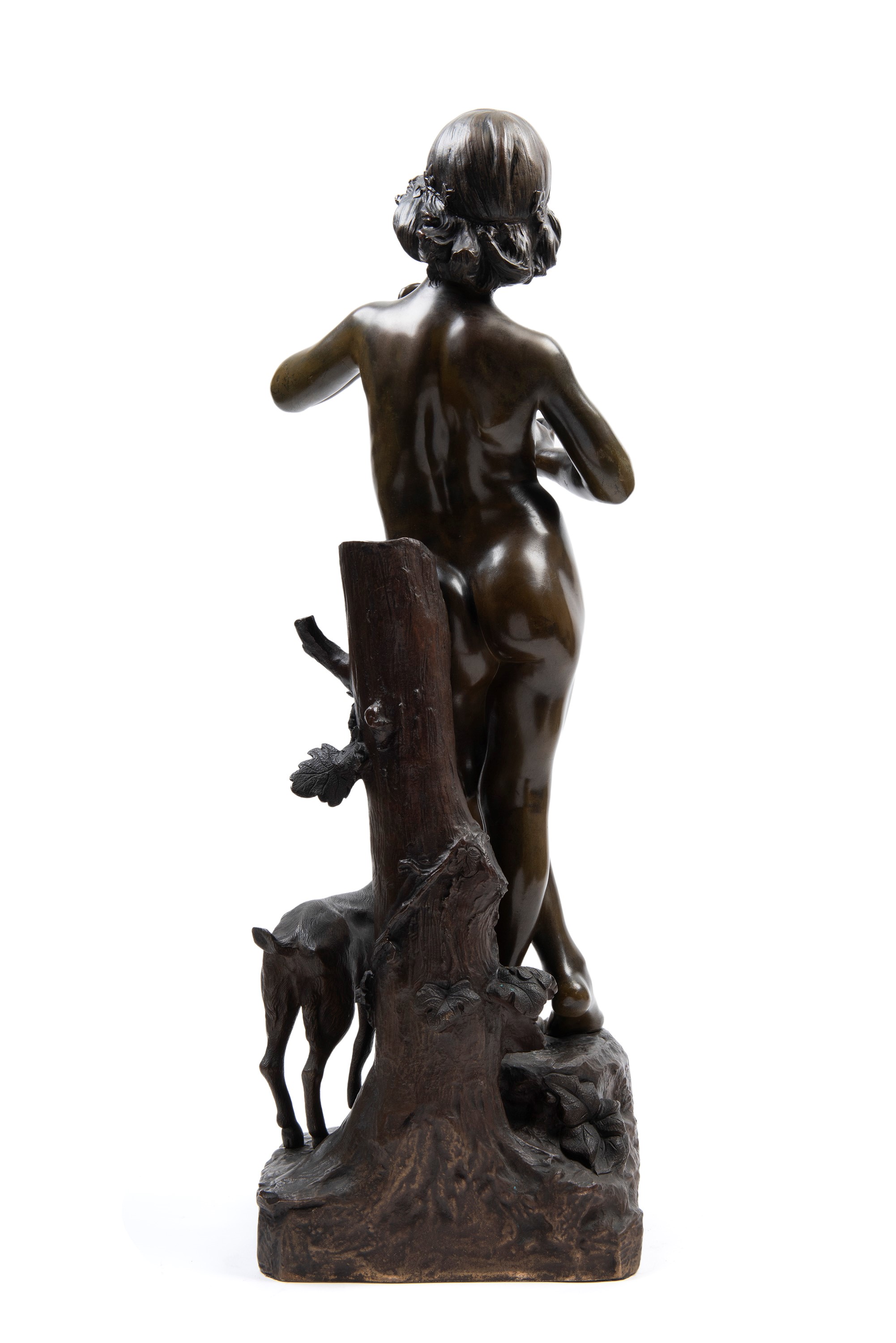 Joaquim Angles - Idylle - Scultura in bronzo raffigurante un pastorello con capra