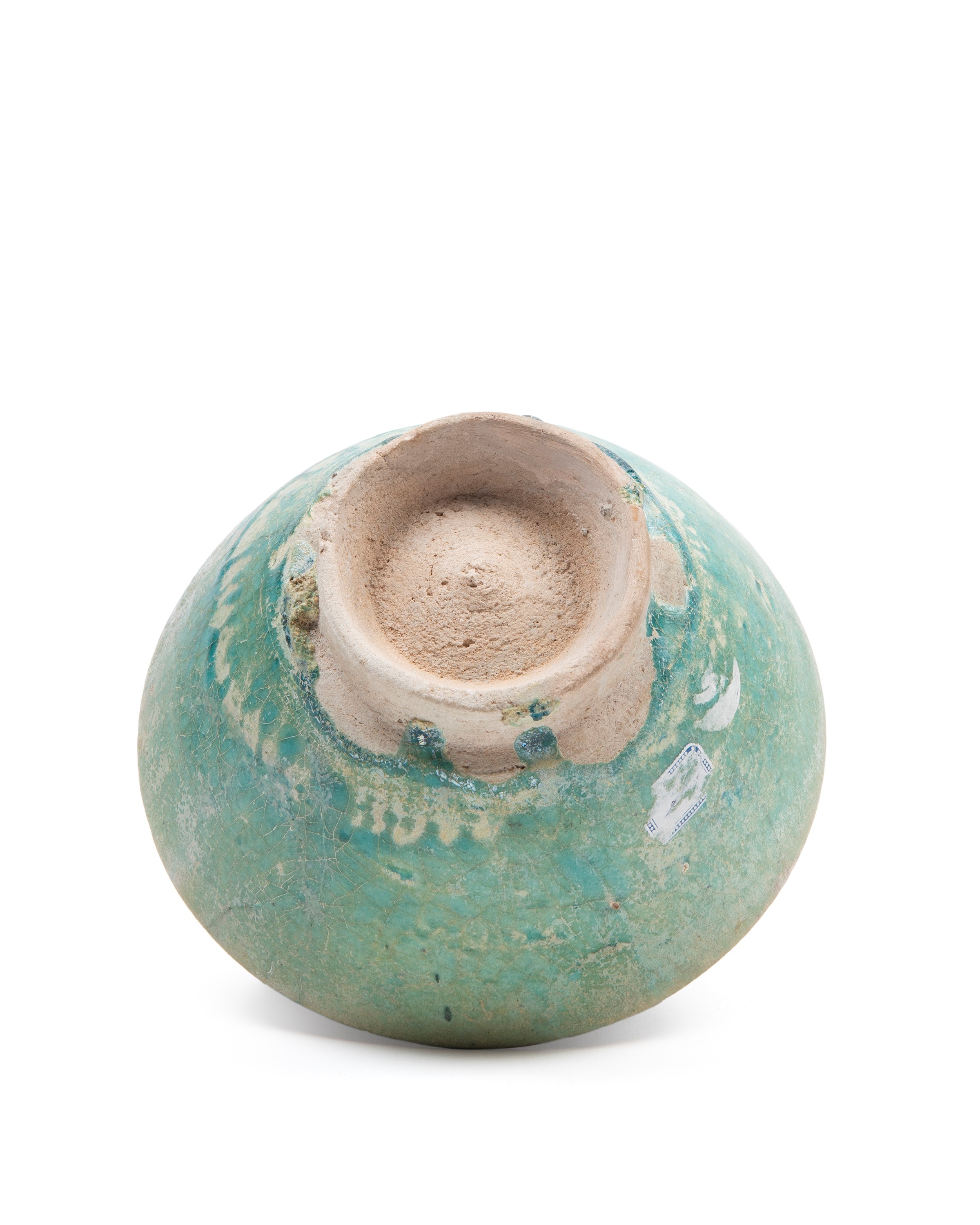 Ciotola selgiuchida in ceramica smaltata turchese, Persia, XII/XIII secolo