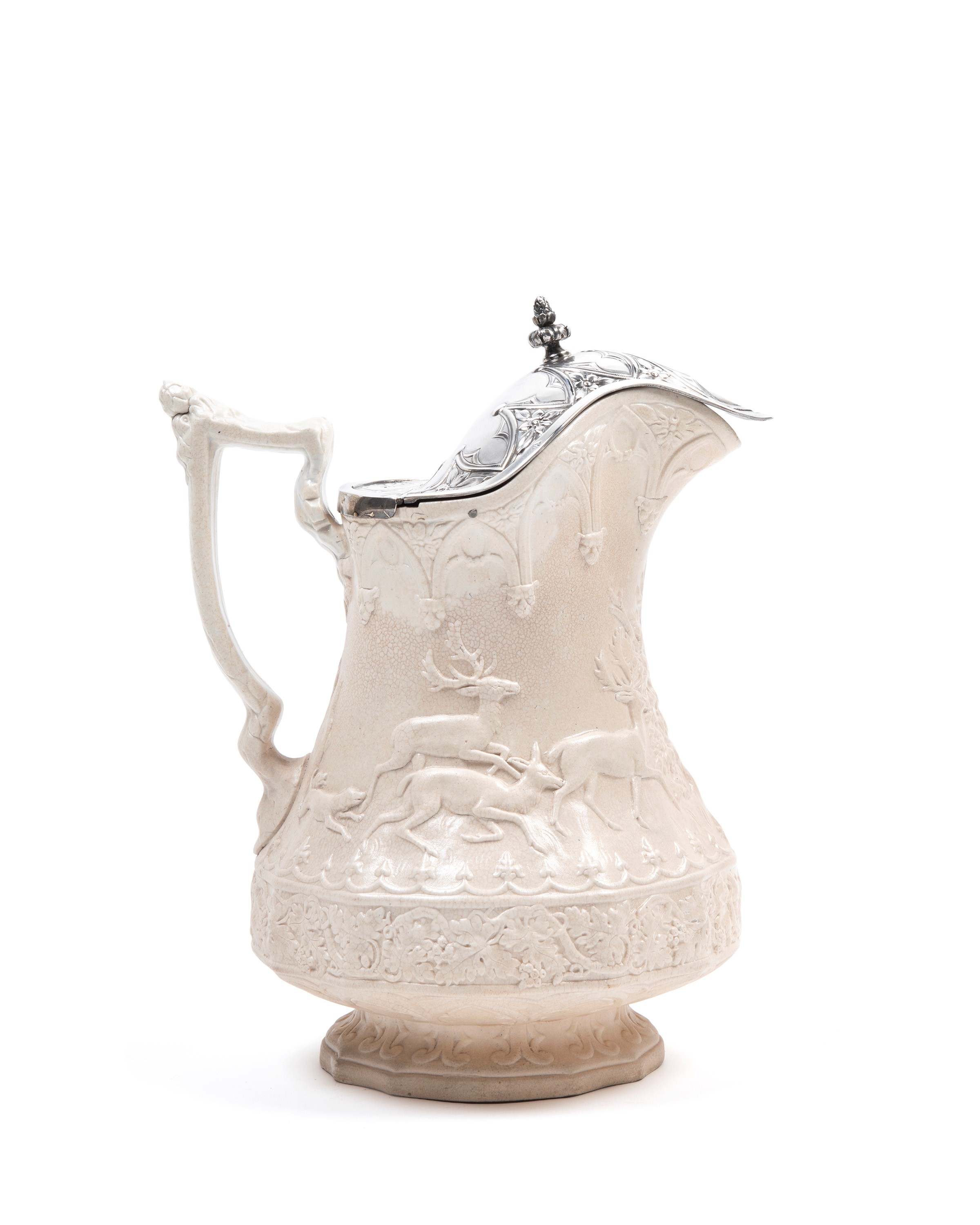 Caraffa in ceramica con coperchio in argento, Francia, XIX secolo