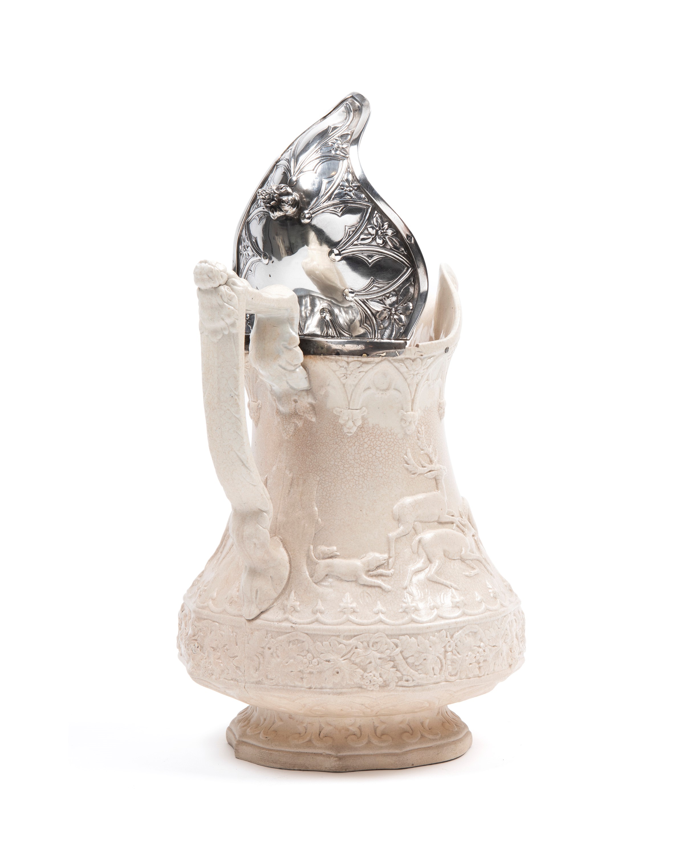 Caraffa in ceramica con coperchio in argento, Francia, XIX secolo