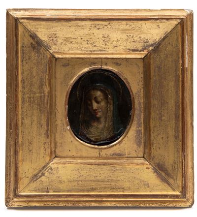 Pittore emiliano, Volto di Madonna, olio su rame