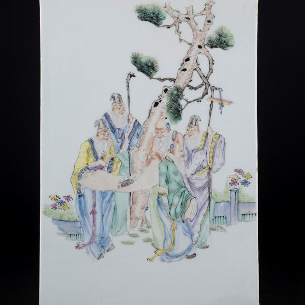 A FAMILLE ROSE PLAQUE