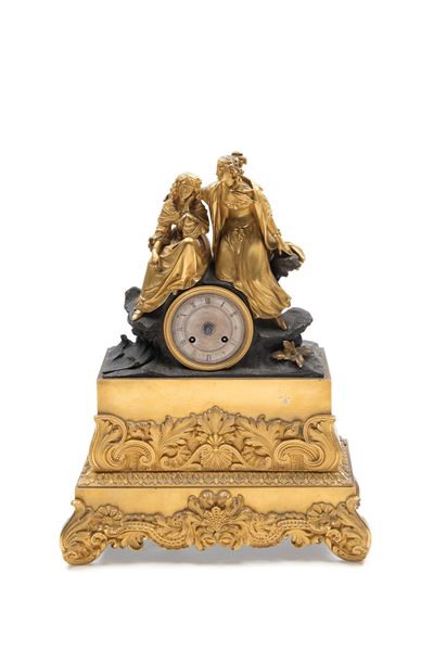 Pendola, Carlo X, bronzo dorato e a patina scura