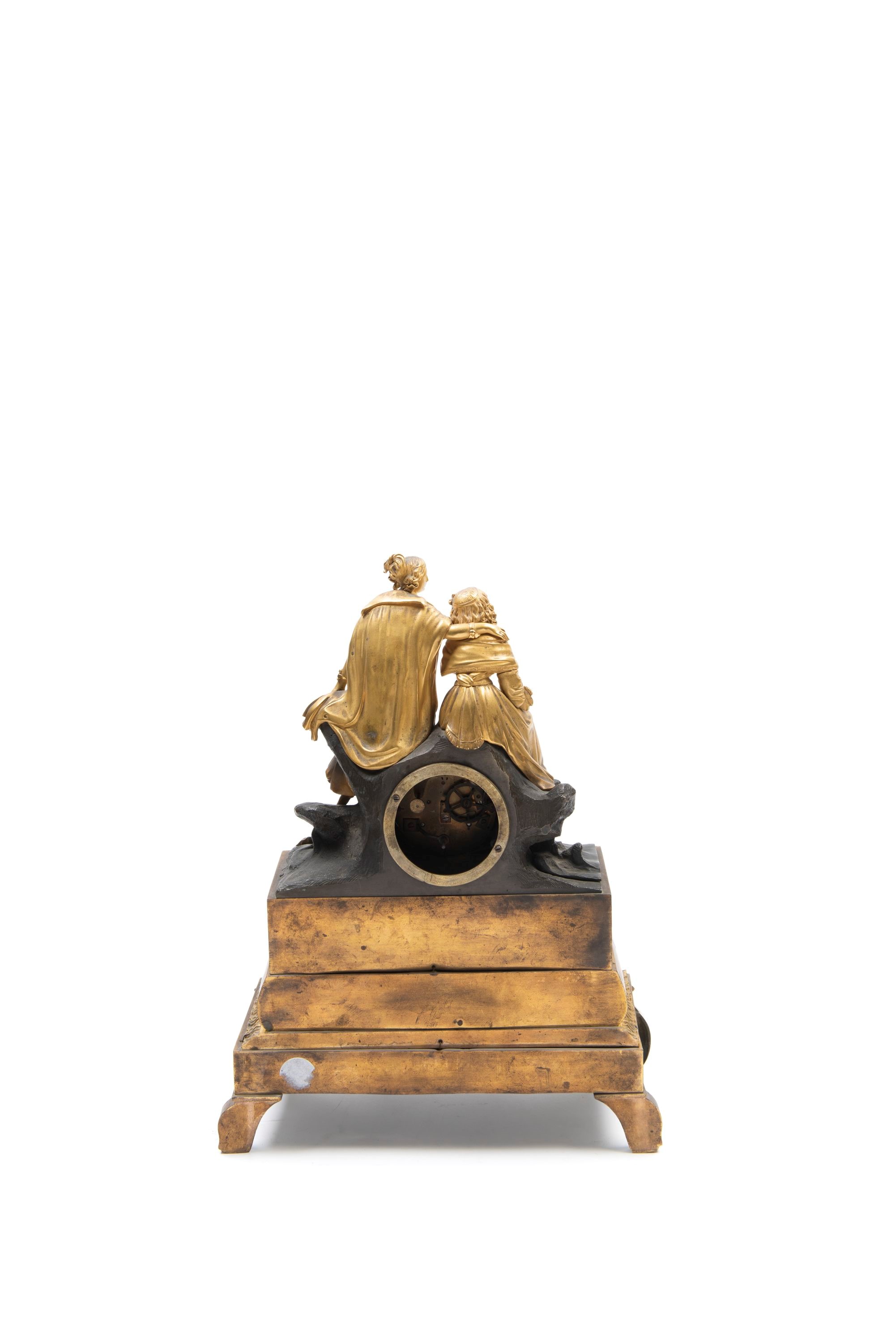 Pendola, Carlo X, bronzo dorato e a patina scura