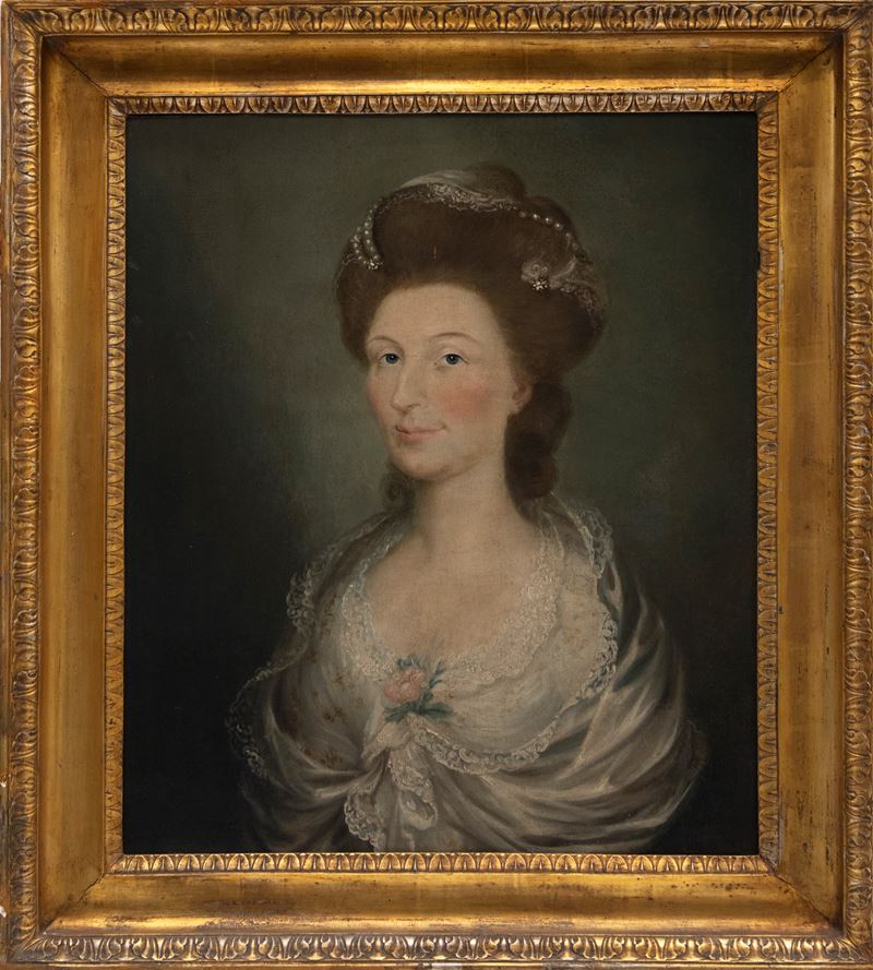 Scuola Francese, Ritrato di nobil donna, olio su tela