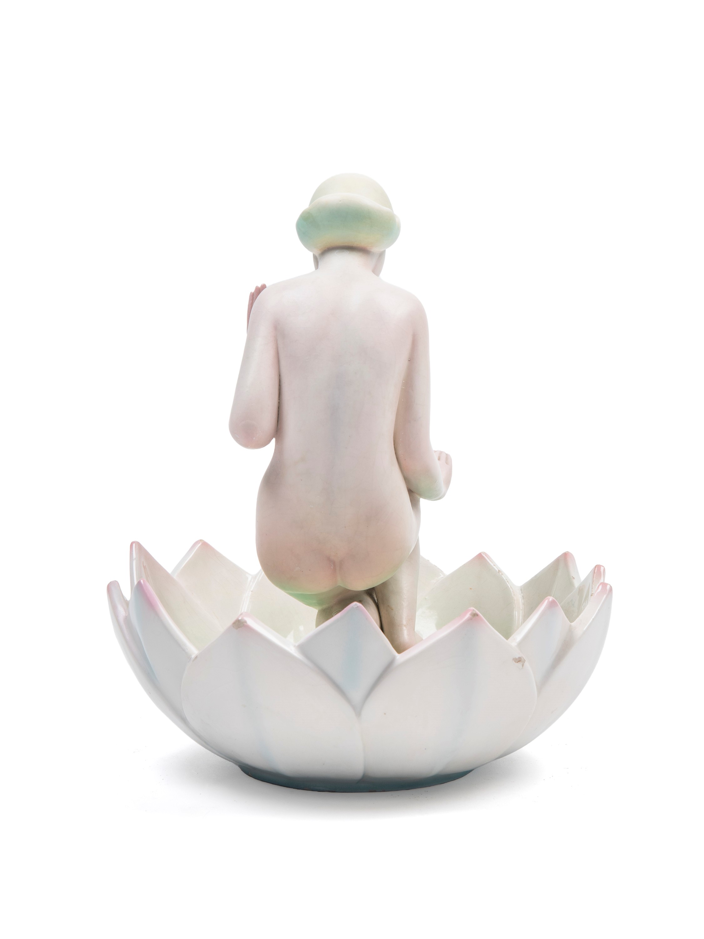 Ronzan - Nudino di donna in un fiore, ceramica, h cm 23 x d cm 20