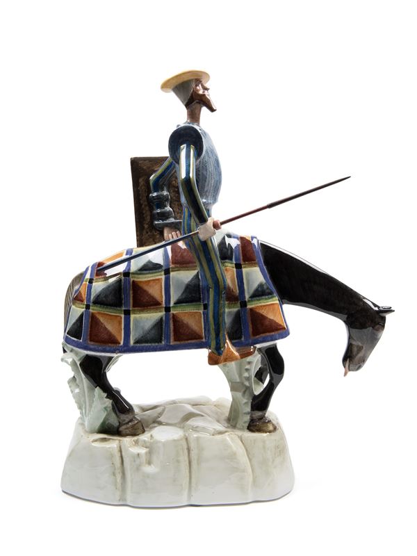 Lenci - POLYCHROME EARTHENWARE SCULPTURE DEPICTING DON QUIXOTE