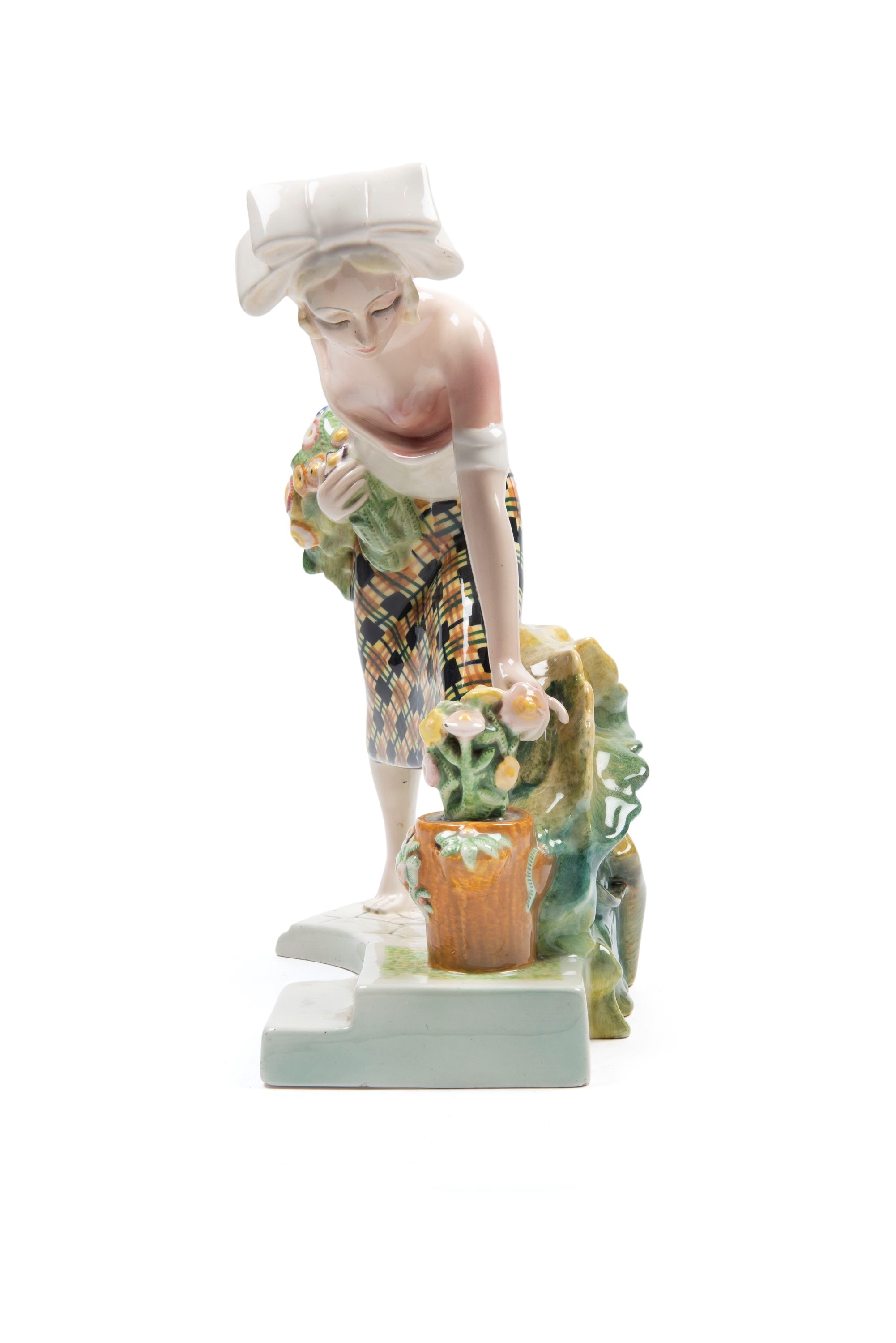 Sandro Vacchetti Essevi - Scultura in terraglia policroma raffigurante fiorai