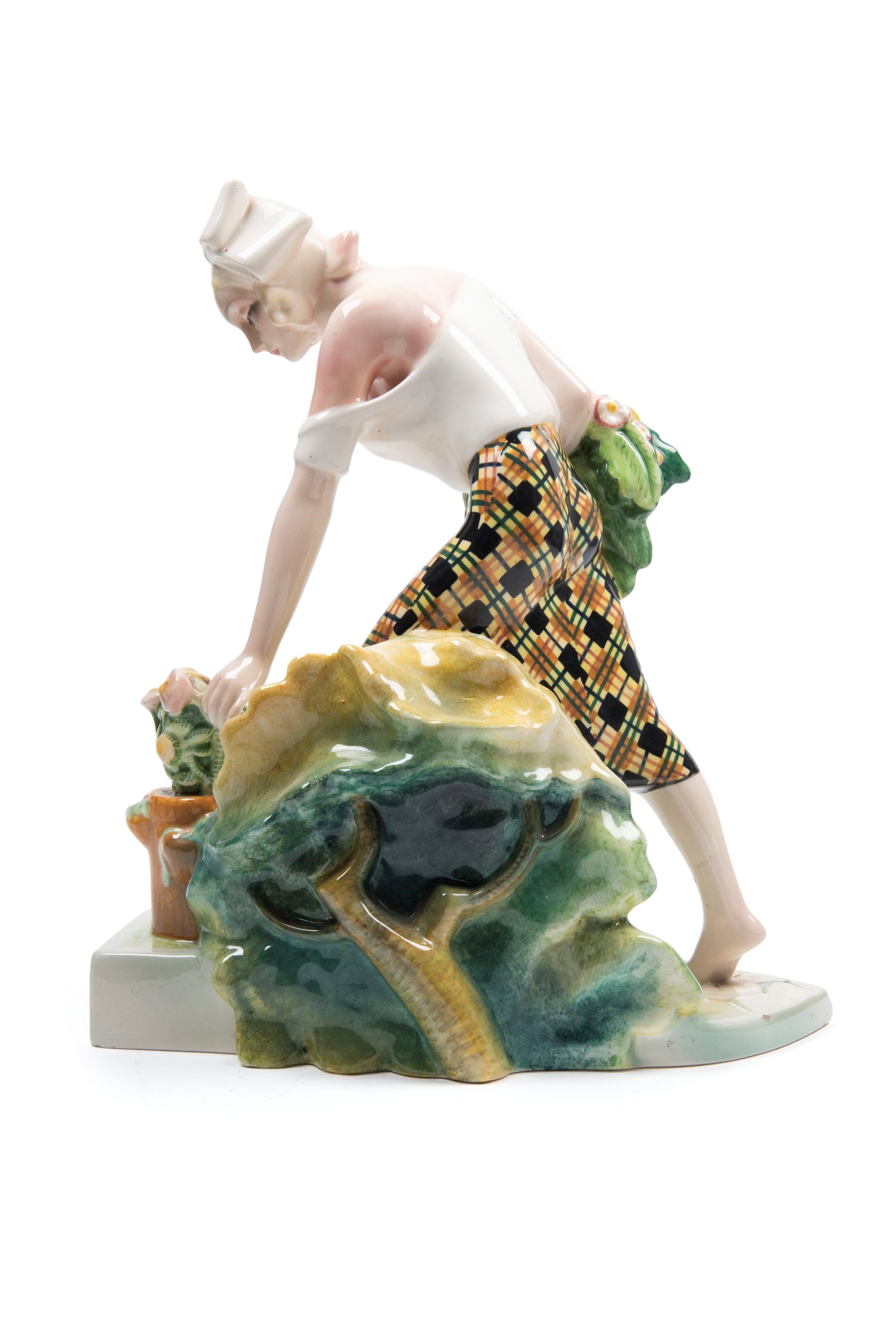 Sandro Vacchetti Essevi - Scultura in terraglia policroma raffigurante fiorai
