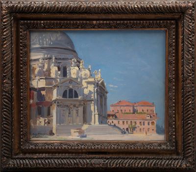Veduta di Santa Maria della Salute, olio su tela