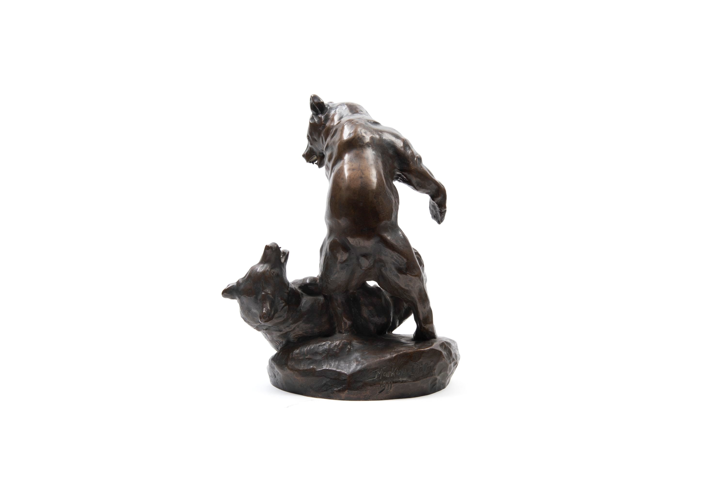 Markup Bela - Combattimento tra orsi, scultura in bronzo