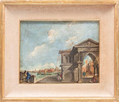 Scuola italiana, Veduta di Venezia, olio su tela