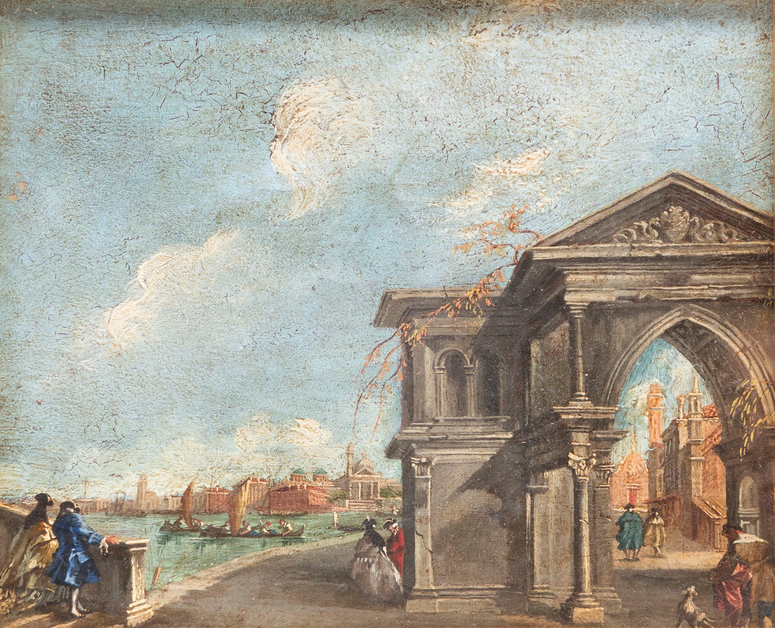 Scuola italiana, Veduta di Venezia, olio su tela